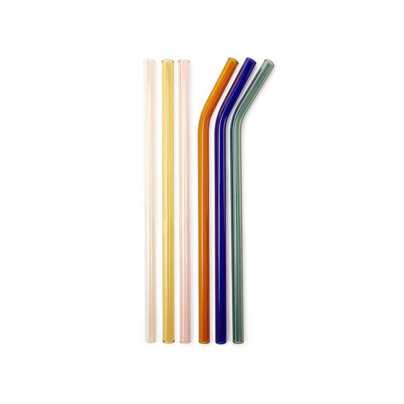 Set de 6 Pailles en verre coloré + Brosse