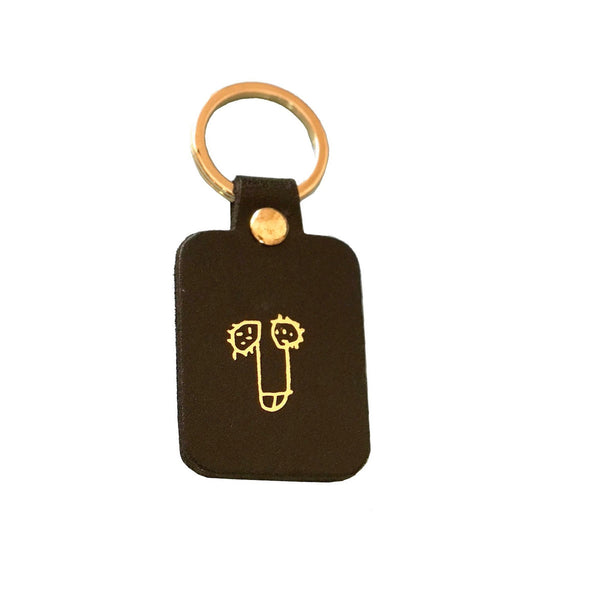 Porte-clés Zizi en cuir - Noir