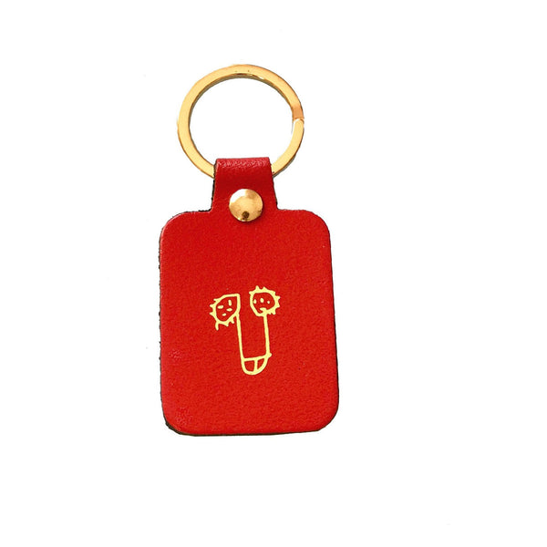 Leather Zizi key ring - Red