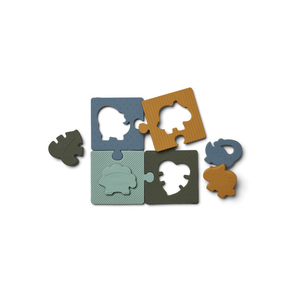 Puzzle Bodil en silicone - Dino bleu
