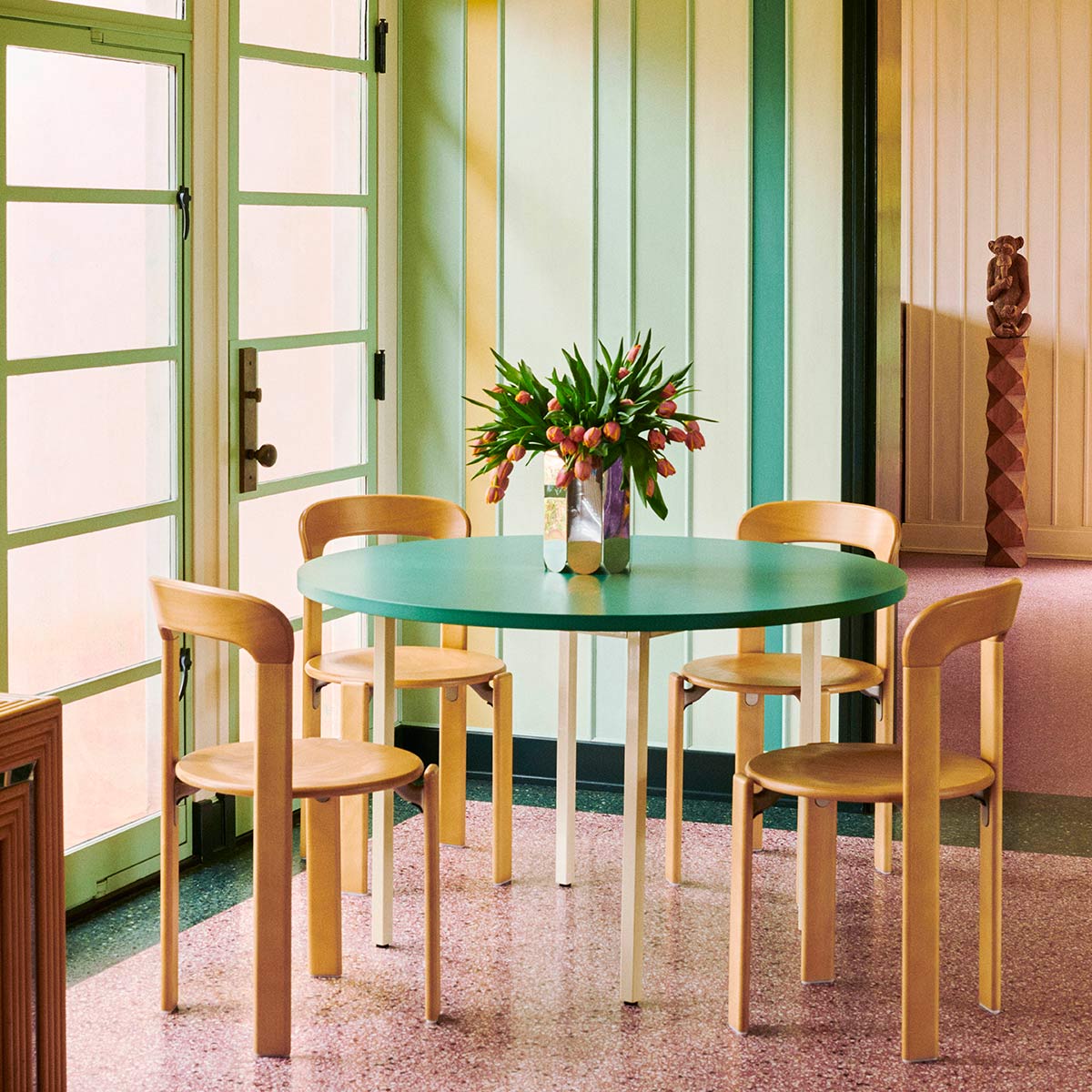 rey chair in beech - ø 49 xh 80 cm - green - hay | flowers – Fleux