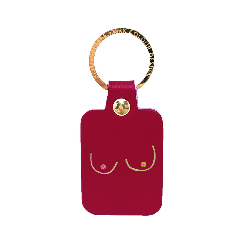 Boobs leather key ring - Magenta