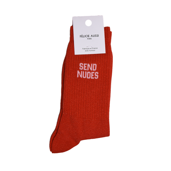 Send Nudes Glitter socks 36/40 - Red