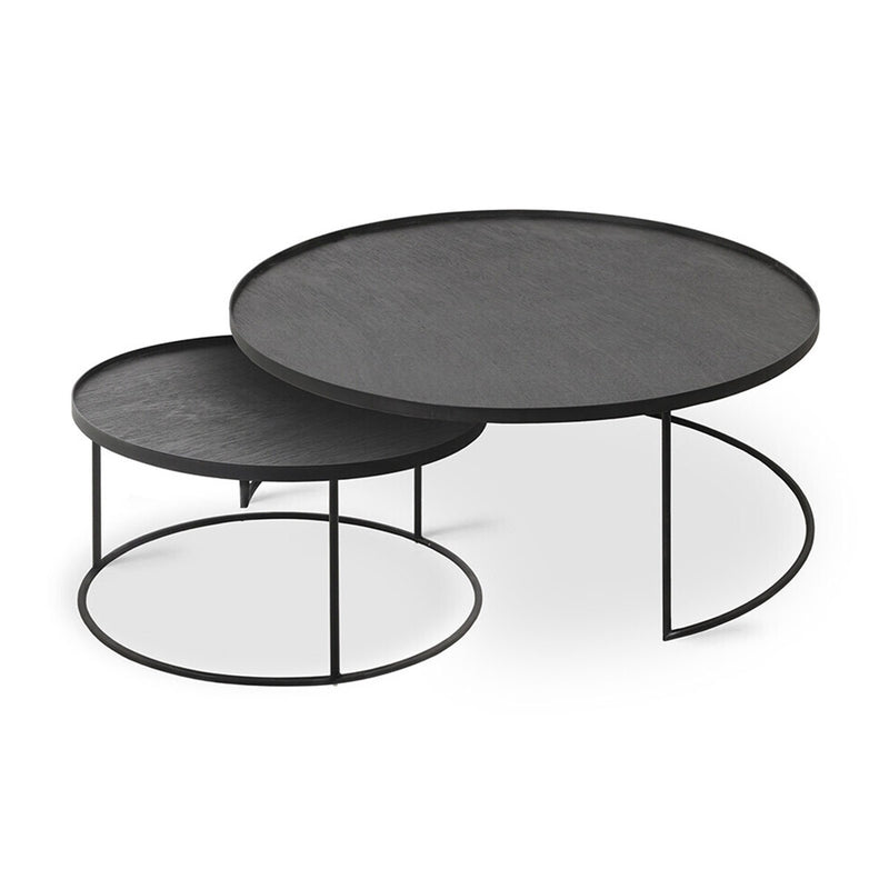 Set de 2 tables basses pour plateaux ronds en métal noir - Ø 62 cm & Ø 93 cm