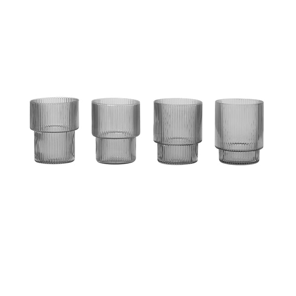 Set of 4 Ripple glasses - Smoked Gray