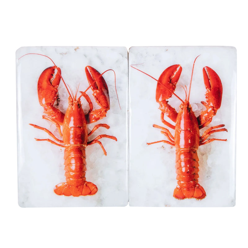 Twin red lobster wall decoration #1 on white background - 20 cm x 29 cm