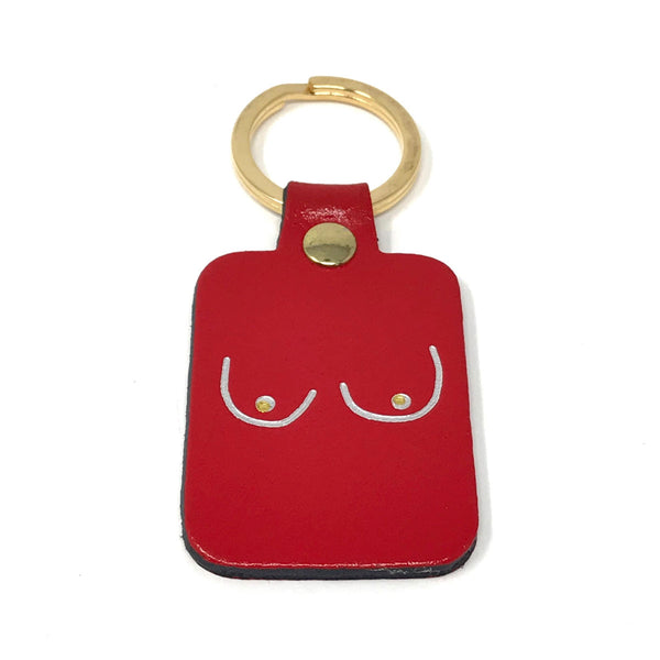 Boobs leather key ring - Red