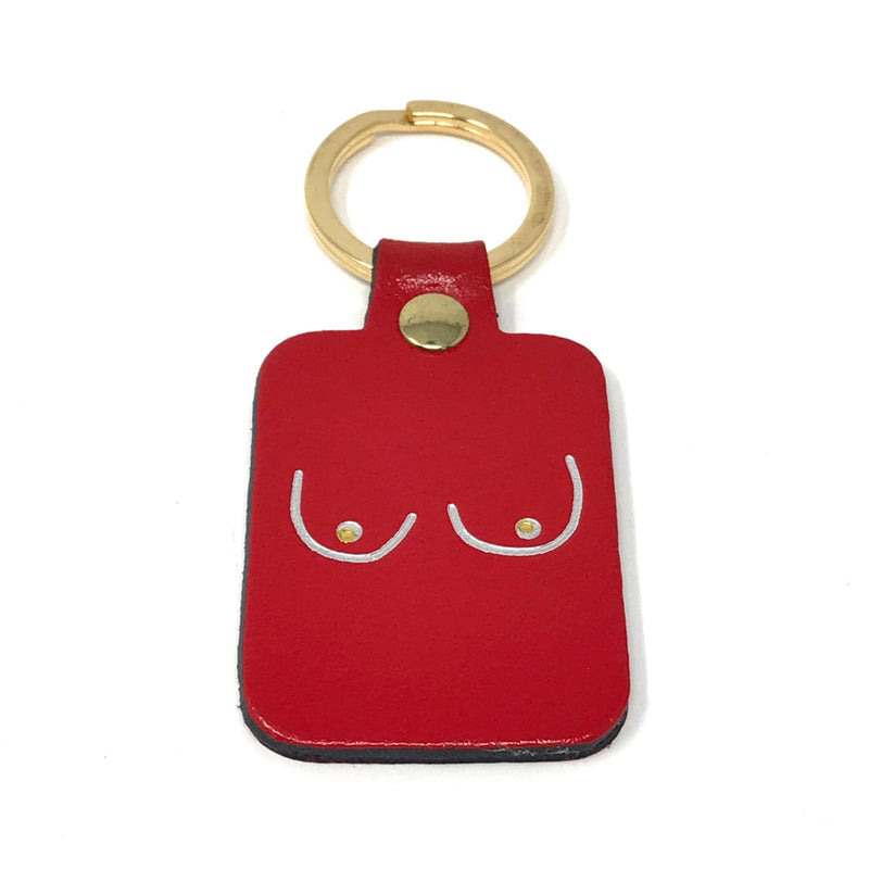 Porte-clés Boobs en cuir - Rouge