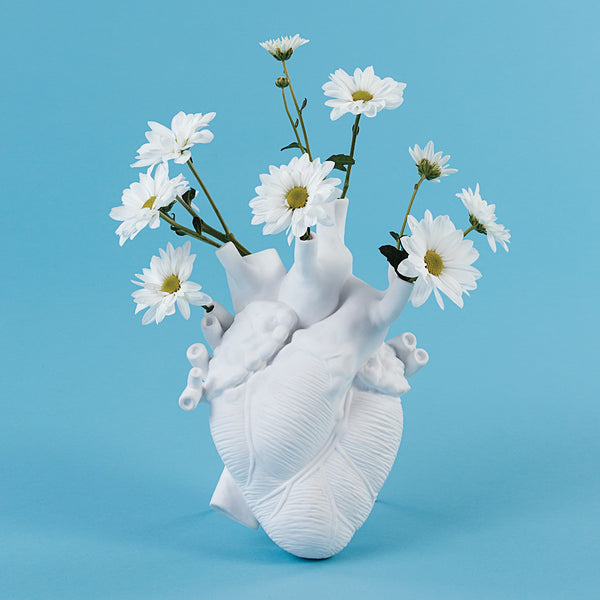 Love In Bloom Porcelain Heart Vase - White