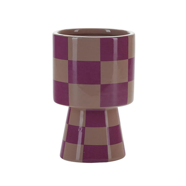 Asymmetrical Checkerboard Vase - Pink