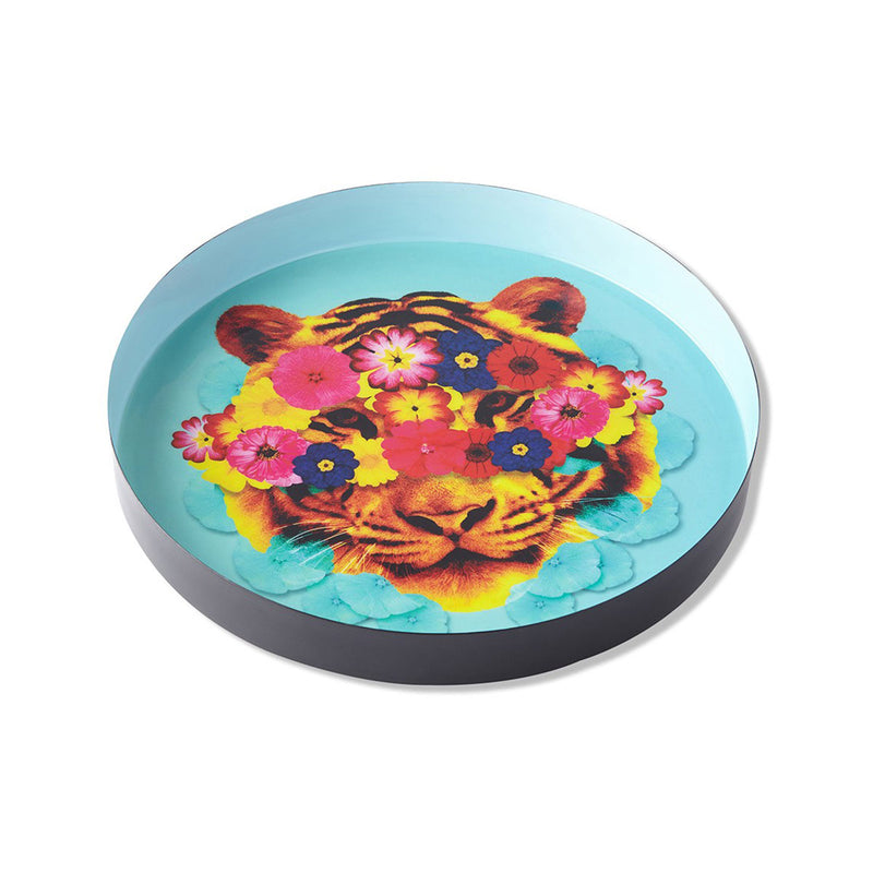 Plateau rond Mask Tiger en fer - Ø 33 cm