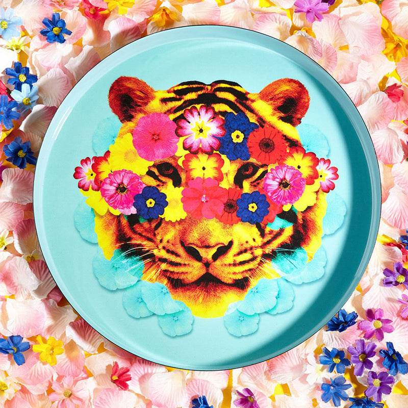 Plateau rond Mask Tiger en fer - Ø 33 cm