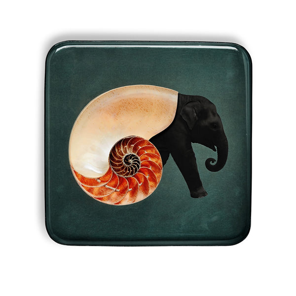 Vide-poche carré Shellephant en fer - 15 x 15 cm