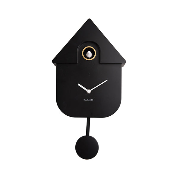 Horloge Modern Cuckoo en métal l 21.5 x H 41 cm - Noir
