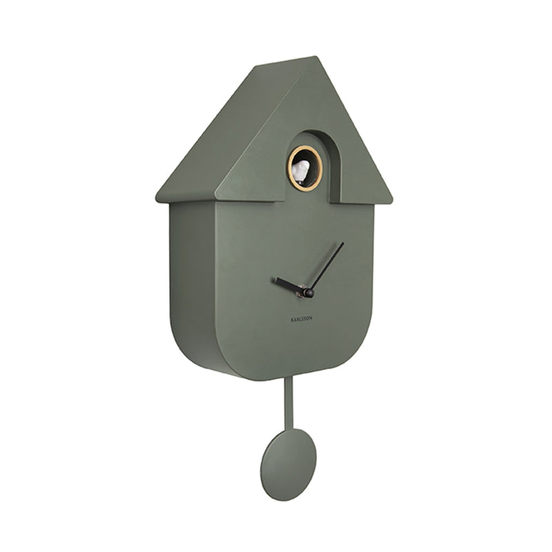 Modern Cuckoo metal clock W 21.5 x H 41 cm - Khaki green 