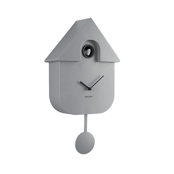 Modern Cuckoo metal clock W 21.5 x H 41 cm - Gray