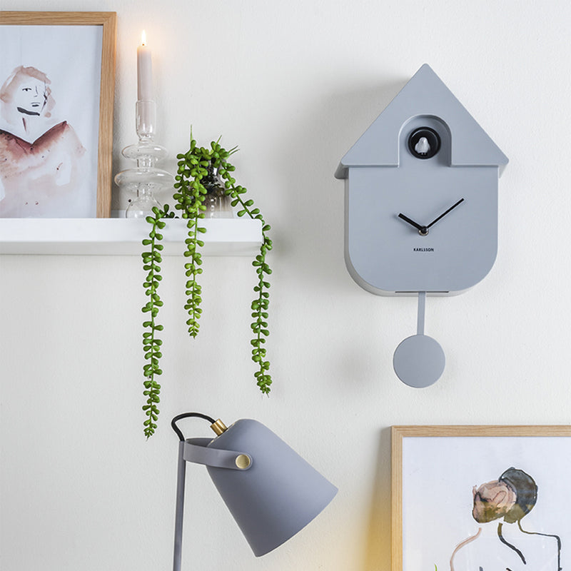 Horloge Modern Cuckoo en métal l 21.5 x H 41 cm - Gris