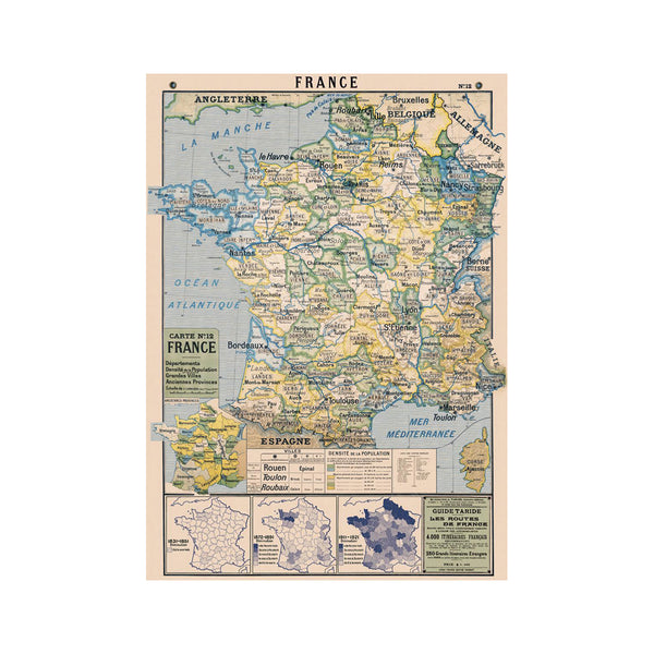 Affiche Cavallini Carte de France - 50 x 70 cm