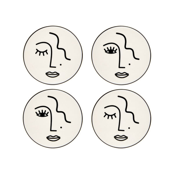 Set of 4 Coasters Face White