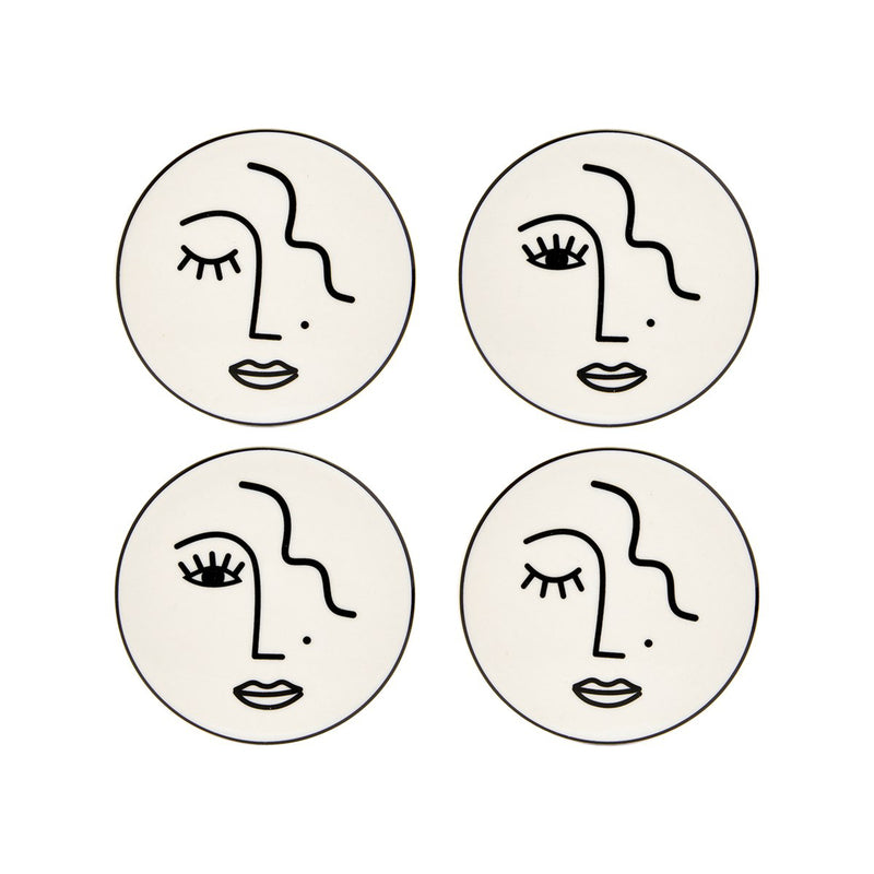 Set de 4 Dessous de Verre Face Blanc