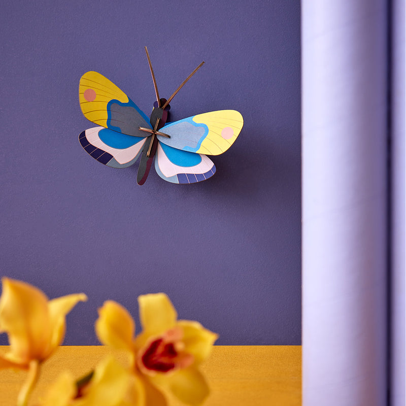 Décoration murale Papillon Monarque jaune en carton recyclé