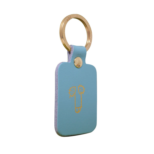 Leather Zizi key ring - Turquoise